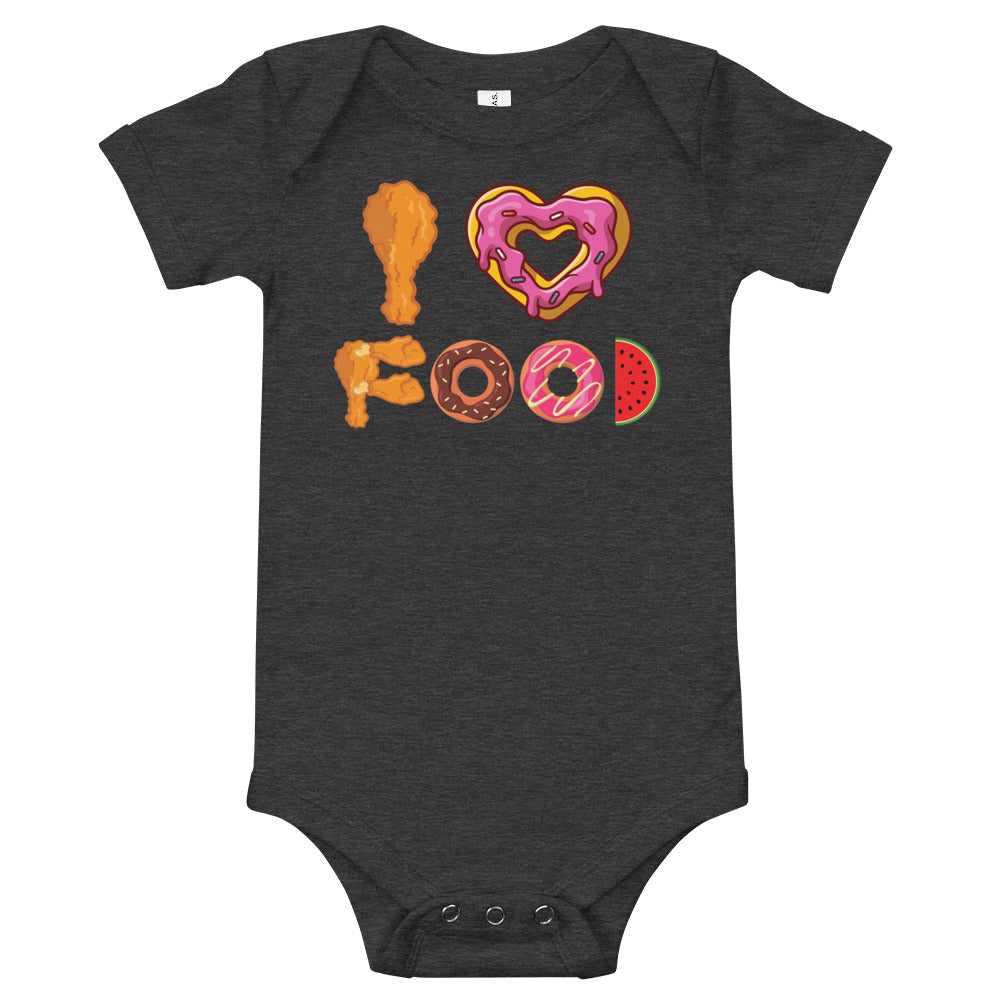 I Love Food Unisex Baby Short Sleeve One Piece