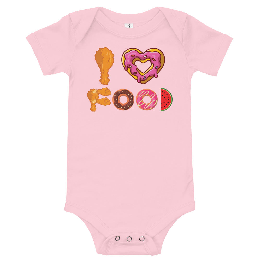 I Love Food Unisex Baby Short Sleeve One Piece