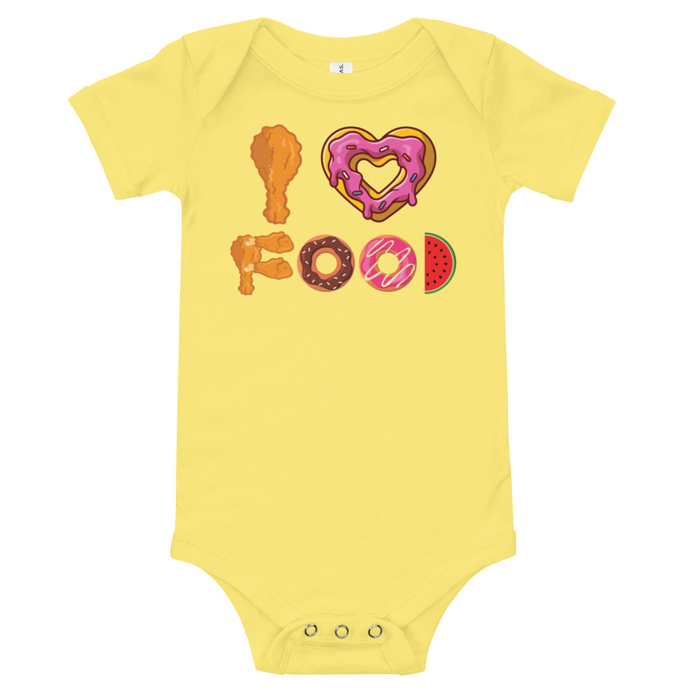 I Love Food Unisex Baby Short Sleeve One Piece